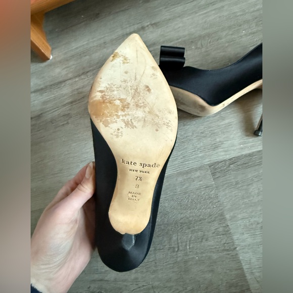 Satin Kate Spade Black Bow Heels - Picture 8 of 13